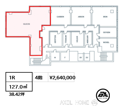 1R 127.0㎡  賃料¥2,640,000