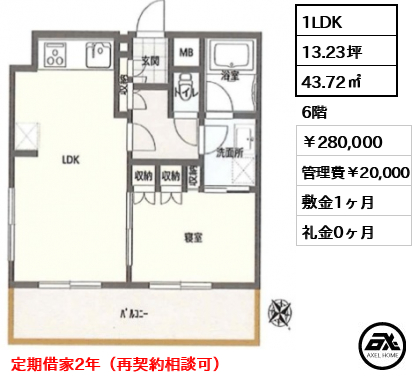 ファミールグランスイートTHE赤坂 280,000円