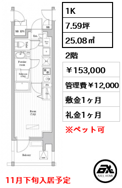 神宮北参道レジデンス 153,000円