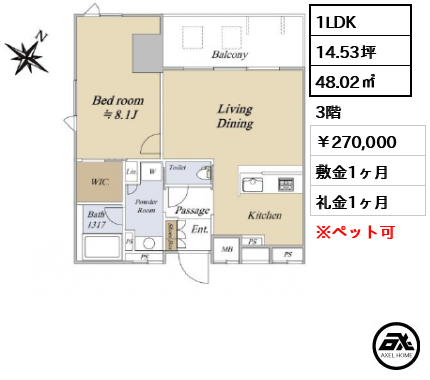 アドヴァンシティ月島 270,000円