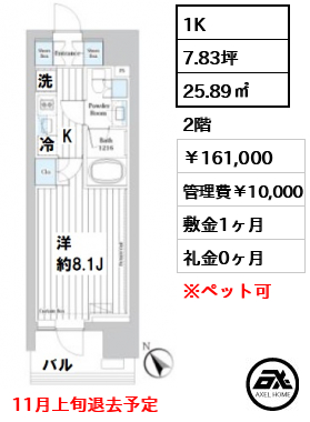 ライオンズフォーシア築地ステーション 16.1万円