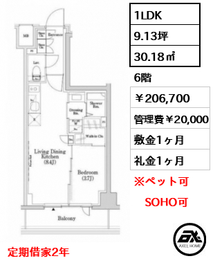 ザ・パークハビオSOHO市谷左内町 20.7万円