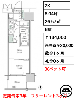ブルックサイドレジデンス木場 134,000円