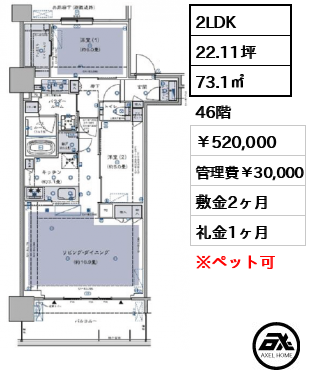グランドシティタワー月島 520,000円