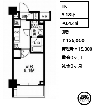 レジディア新宿イーストⅢ 135,000円