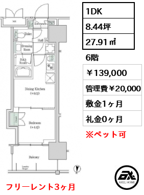 ブルックサイドレジデンス木場 139,000円