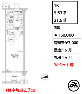 ヒューリックレジデンス新宿戸山 150,000円