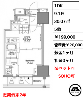 ザ・パークハビオSOHO新宿御苑 199,000円