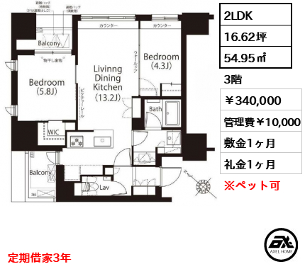 フレンシア築地 340,000円