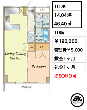 マンション勝どき 190,000円