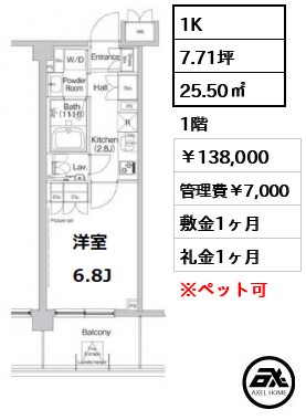 ヒューリックレジデンス新宿戸山 138,000円