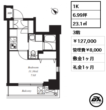 プライマル茅場町（旧：バレーヌ新川） 127,000円