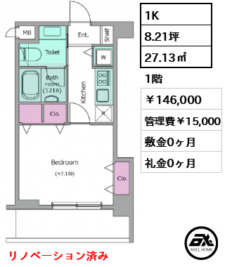 レジディア新川 146,000円