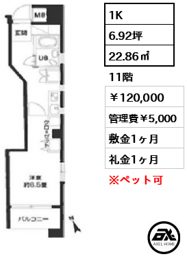 カスタリア新富町Ⅳ 120,000円