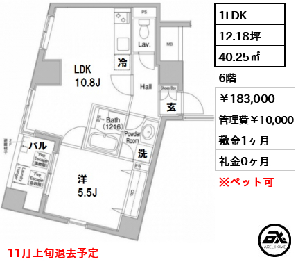 コンフォリア銀座EAST 183,000円