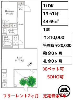ポラスト代々木 310,000円