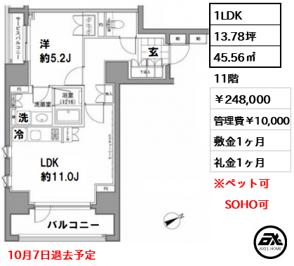 パークハビオ八丁堀 248,000円