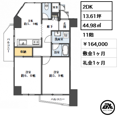 ハイホーム本陣 164,000円