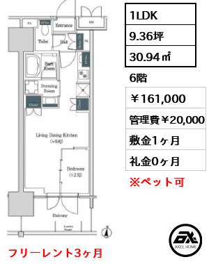 ブルックサイドレジデンス木場 161,000円