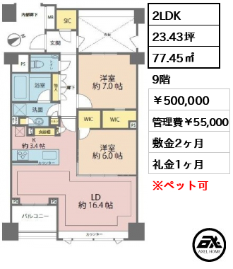 ミッドガーデン赤坂氷川 500,000円