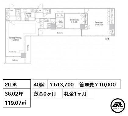 河田町ガーデンクラブフロア 613,700円
