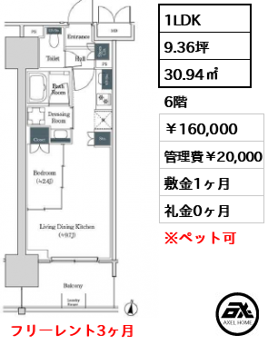 ブルックサイドレジデンス木場 160,000円