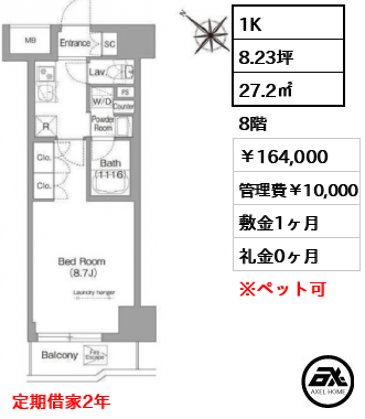 コンフォリア・リヴ茅場町 164,000円