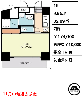ミライズレジデンシャル九段 174,000円