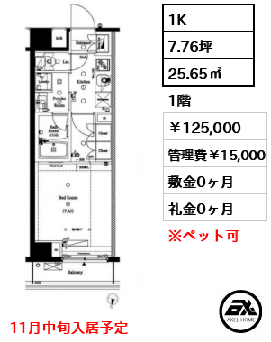 AXASRESIDENCE外苑 (アクサスレジデンス外苑) 125,000円