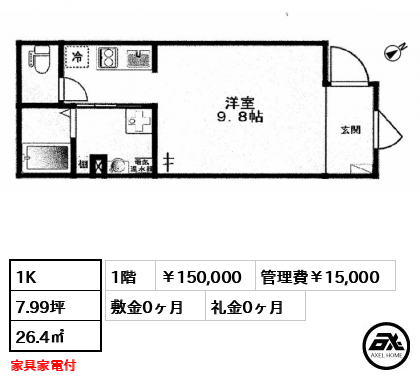 FLレジデンス新宿Ⅰ 15万円