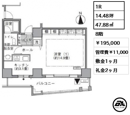 アクティ汐留 195,000円