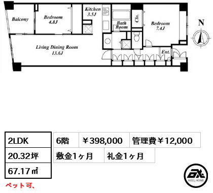 KDXレジデンス半蔵門 398,000円