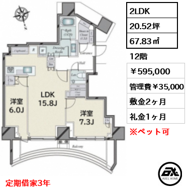 パークコート神宮北参道ザタワー 595,000円