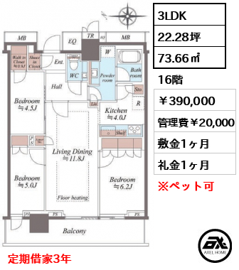 ザ・パークハウス晴海タワーズ ティアロレジデンス 390,000円