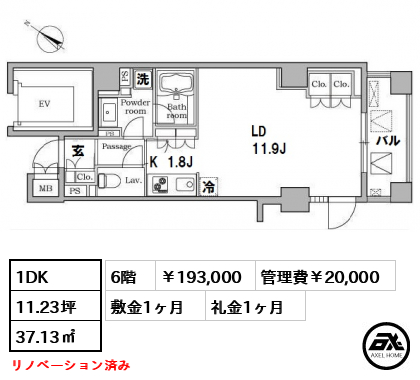 レジディア月島 19.3万円