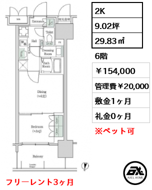 ブルックサイドレジデンス木場 154,000円