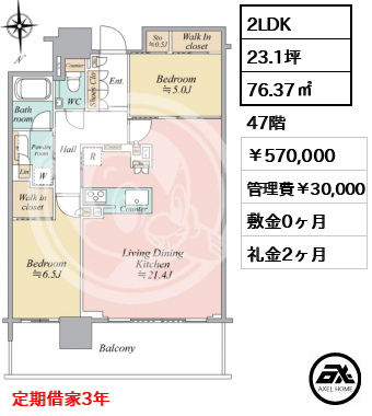 グランドシティタワー月島 570,000円