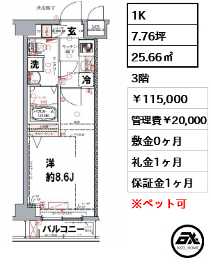 クレヴィスタ豊洲ベイサイド 115,000円