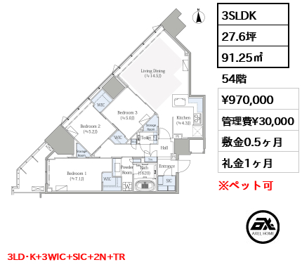 グランドシティタワー月島 97万円