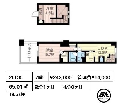 レジデンスシャルマン月島 24.2万円