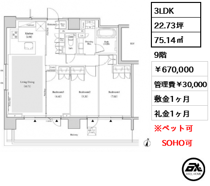 ザ・パークハビオ代々木 670,000円