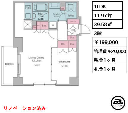 レジディア月島 19.9万円