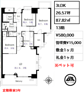 代々木山手パークハウス 58万円