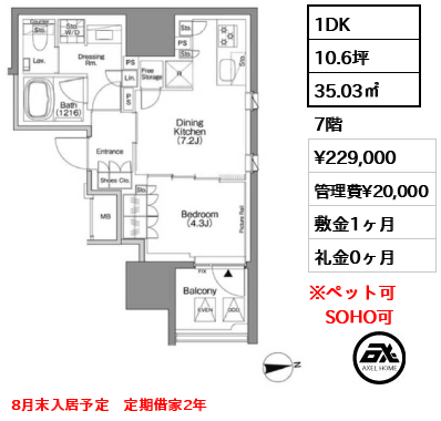 ザ・パークハビオSOHO新宿御苑 22.9万円