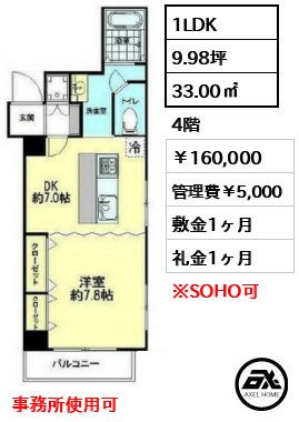 カテリーナ新宿御苑駅前 160,000円