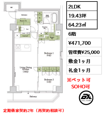 ザ・パークハビオSOHO市谷左内町 47.2万円