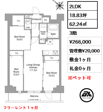 コンフォリア・リヴ豊洲キャナル 26.6万円