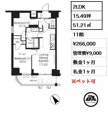 フレンシア文京関口 26.6万円