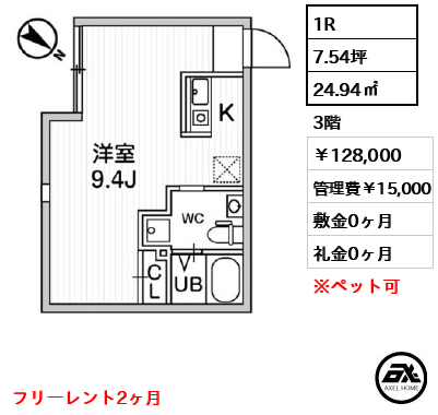 ルクレ代々木 128,000円