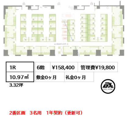 パシフィックマークス月島（ビズコンフォート月島オフィス） 15.8万円